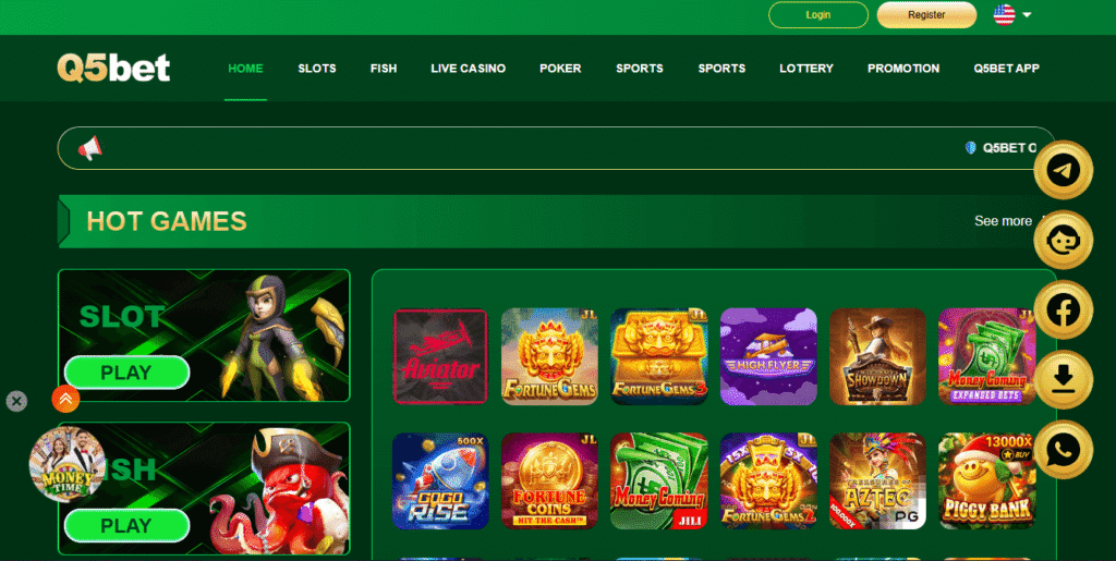 Q5bet game user interface 