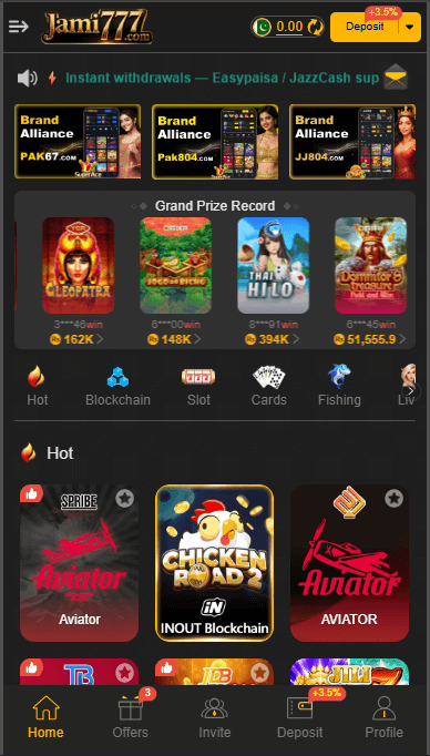 Jami777 game gameplay screenshot showing the main interface and active game screen