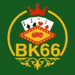 BK66 Game logo featuring bright colors, a premium badge design and gaming elements like cards and gold details.