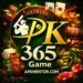 PK365 Game official poster showing casino style gaming with cards, roulette, chips and PK365 logo, available to download from apkmentor.com